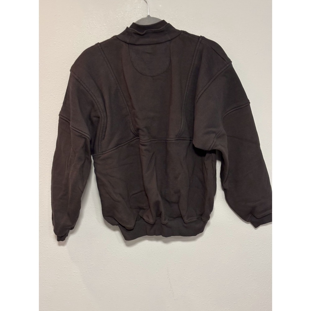 Joah Brown Quarter Zip Pullover Sweatshirt Women's S/M Black Ribbed Trim - Picture 8 of 8